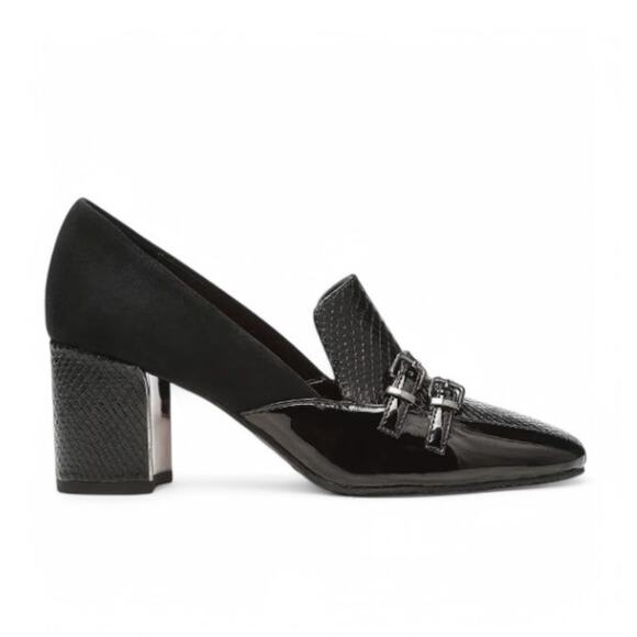 Donald Pliner Camden Pumps Square Toe Croc Embossed Patent Leather Womens Sz 6M - Picture 2 of 9